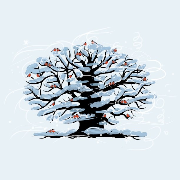 圣诞贺卡设计与冬天的树和图片下载