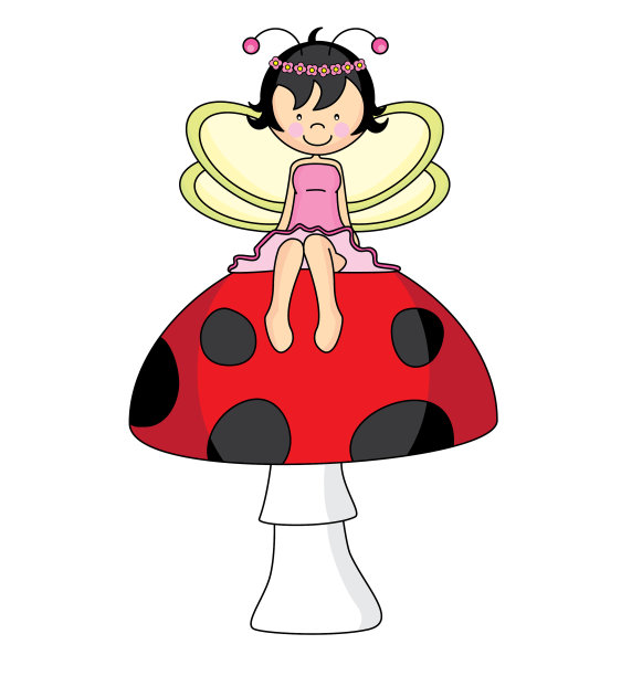 仙女坐在蘑菇上图片下载