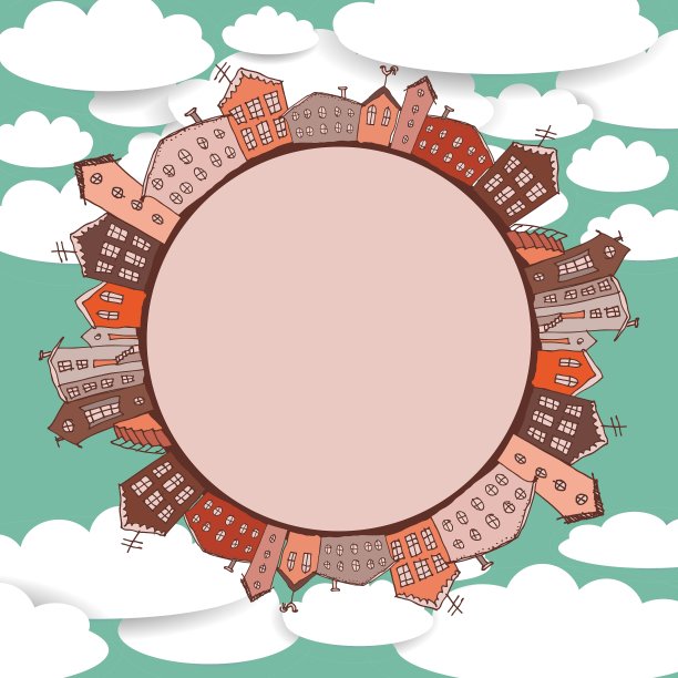 在天空背景上复古的房子收集图片下载