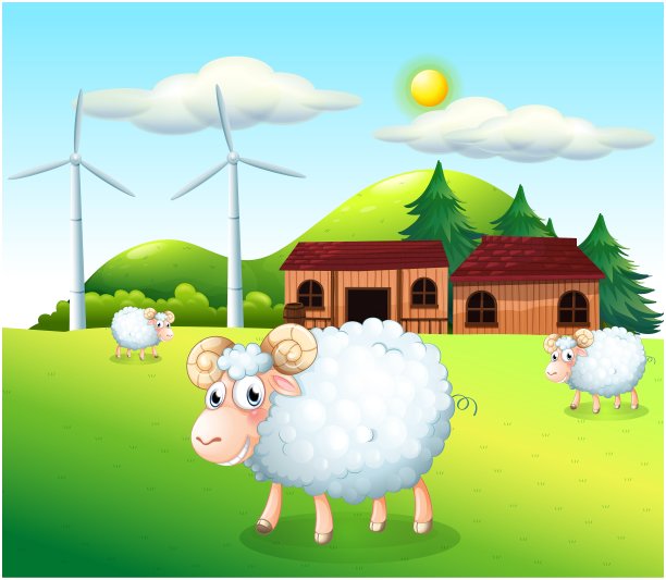 农场里的羊有风车图片下载