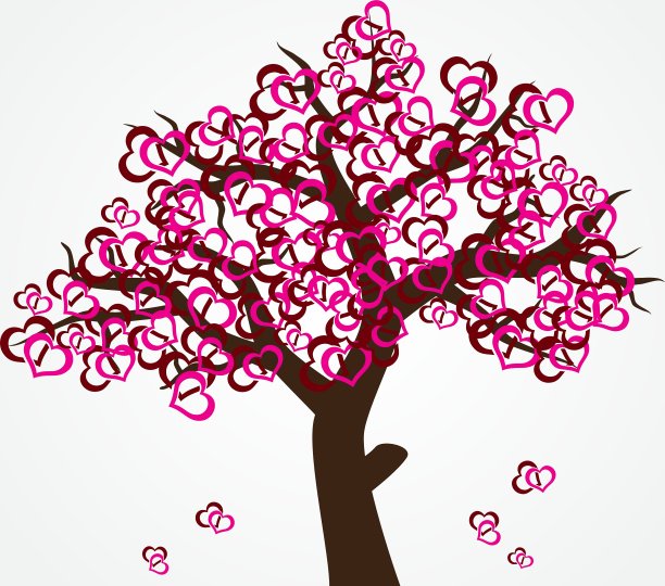 带壁炉的圣诞树是情人节或婚礼的装饰品图片下载