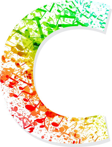 音乐主题肮脏的字体字母C图片下载