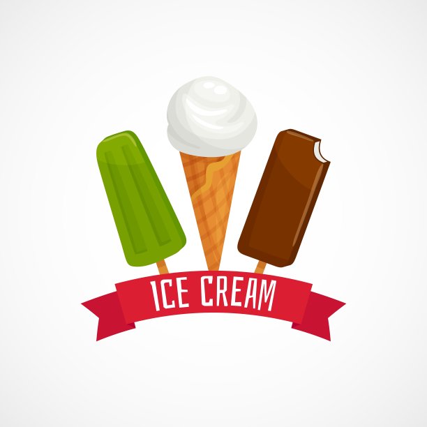 冰淇淋概念与丝带孤立的白色图片下载