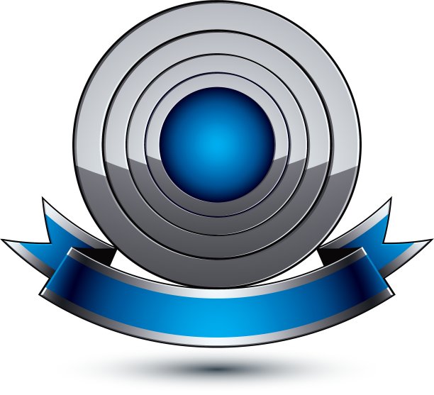 纹章3d亮蓝色和灰色的图标-可以图片下载