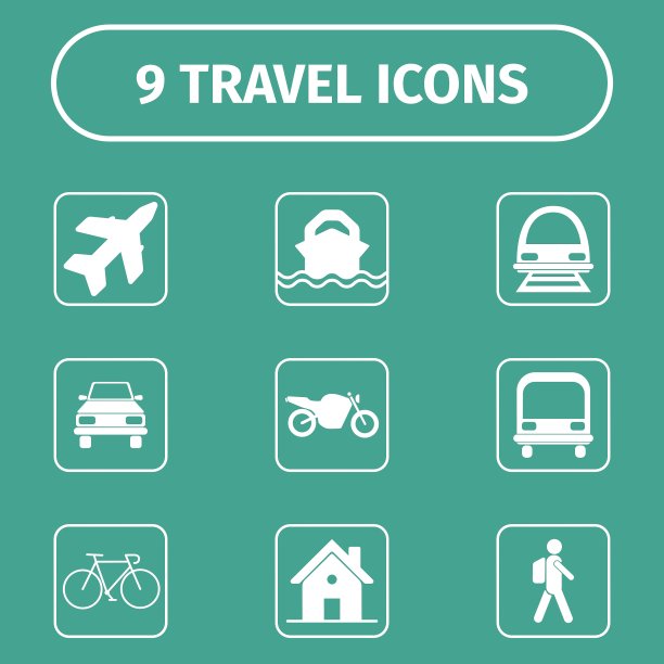 网络和移动的旅行和交通图标图片下载
