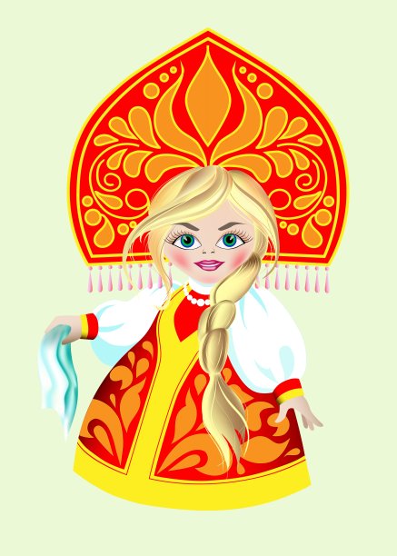 穿红裙子的俄国女孩图片下载