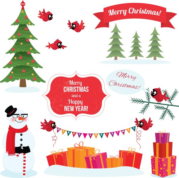 一套圣诞图形元素图片下载