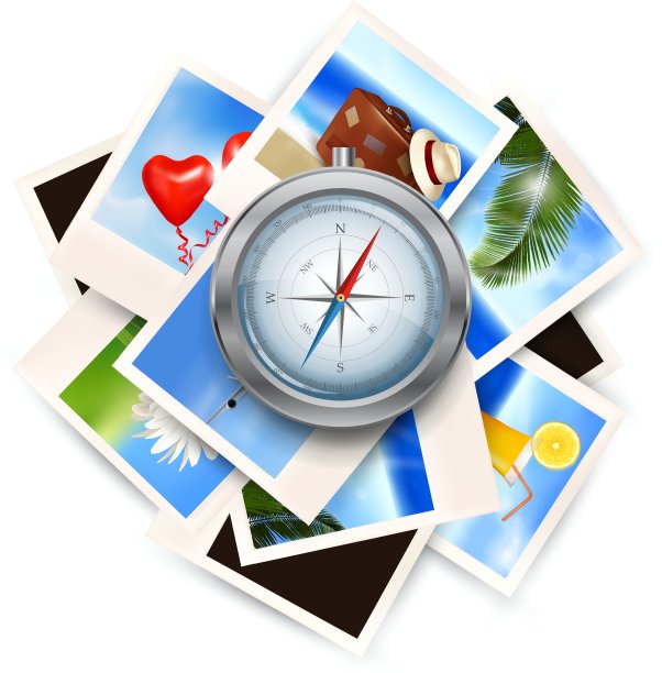 背景与旅行照片和指南针图片下载