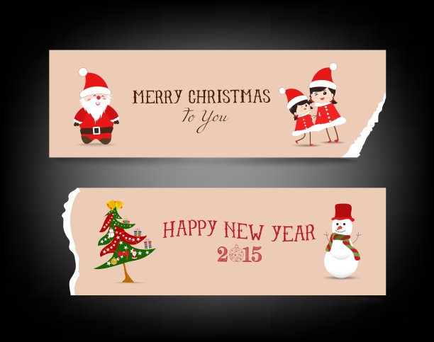 带有圣诞老人复古树的圣诞横幅图片下载