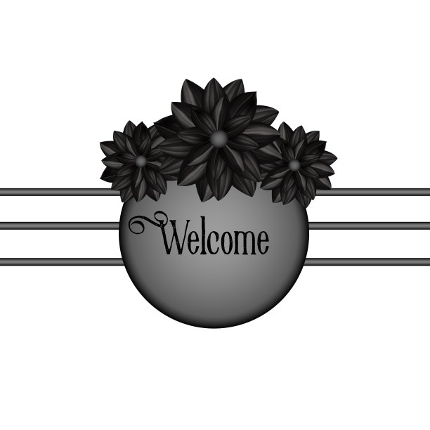 哥特式风格的黑色花朵设计元素图片下载