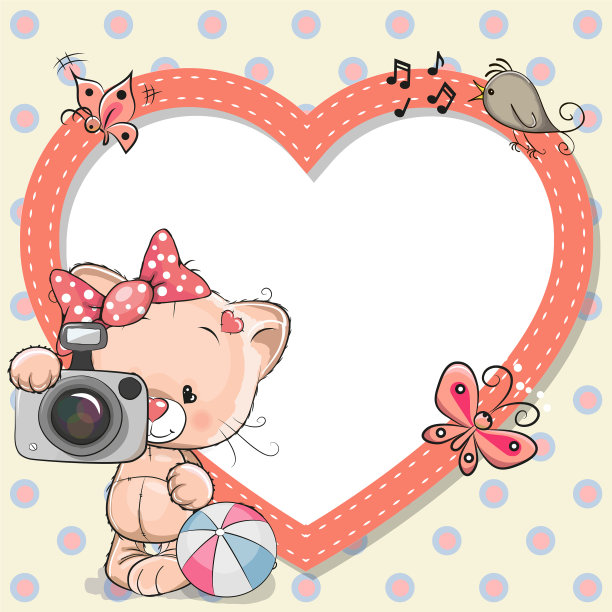 心形框小猫图片下载