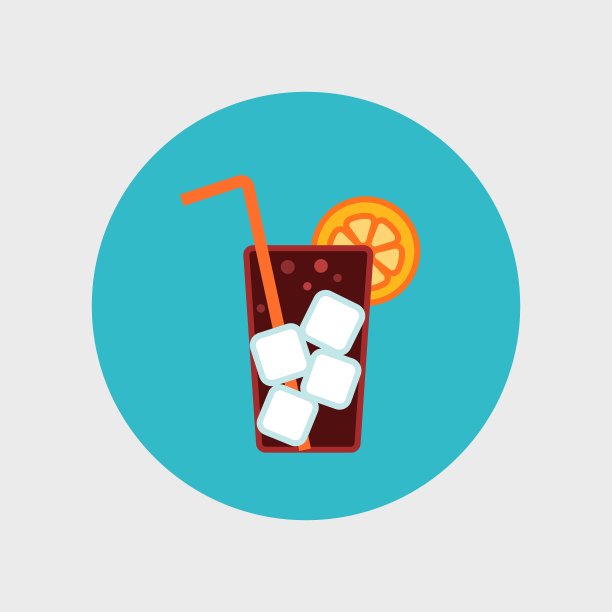 鸡尾酒平面图标与长吸管图片下载