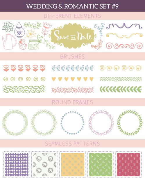 婚礼复古元素大集合图片下载