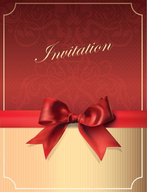 带蝴蝶结的复古邀请卡图片下载
