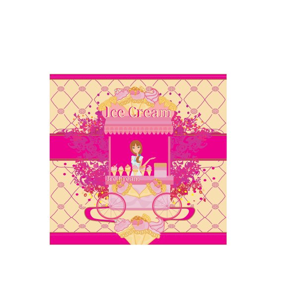 抽象卡与女售货员的冰淇淋图片下载