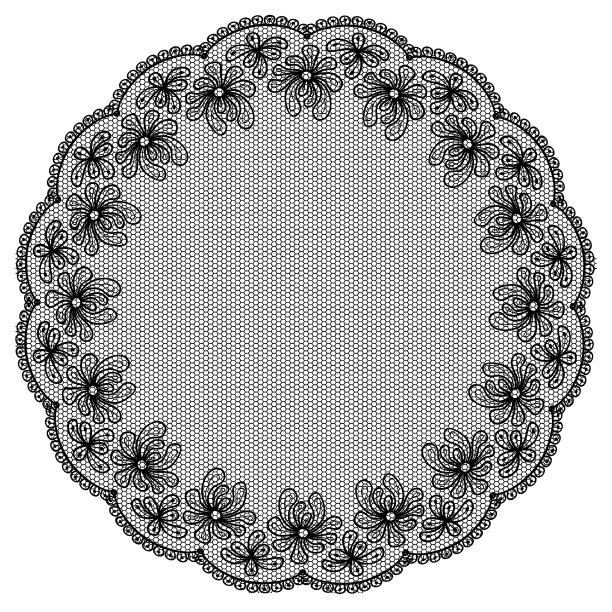 圆形的黑色花边框架上的白色背景图片下载
