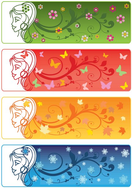 四季横幅与女孩图片下载