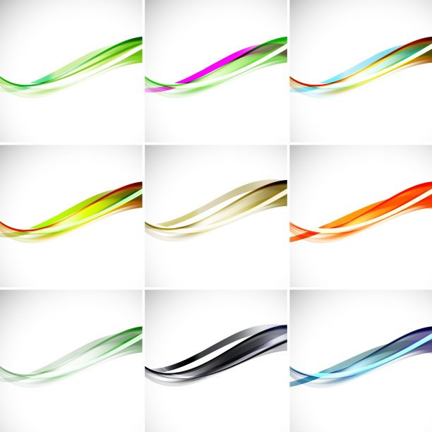 一套抽象的彩色流动波浪运动图片下载