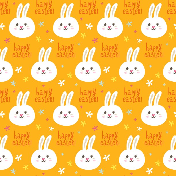 复活节无缝图案与可爱的兔子图片下载