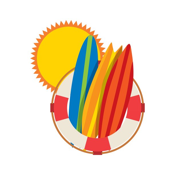 太阳浮冲浪板图标夏季设计图片下载