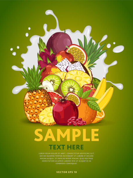 水果和牛奶飞溅图片下载