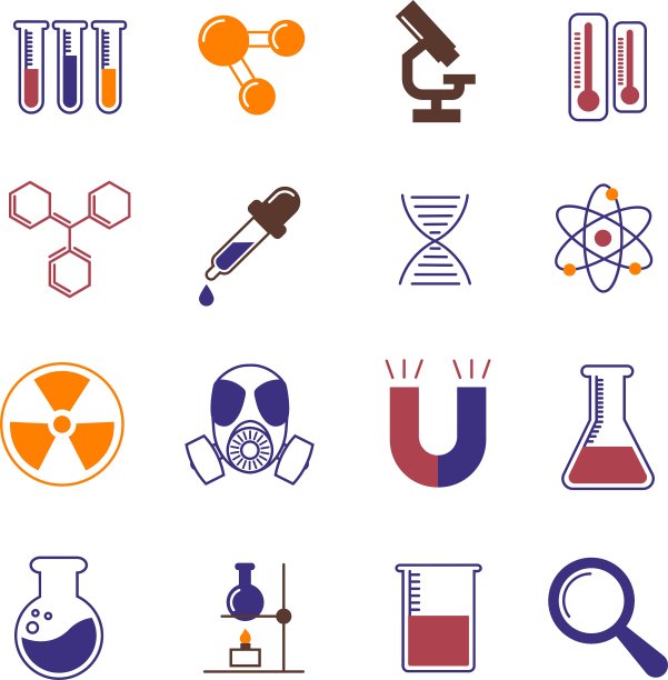 彩色化学研究与科学图标图片下载