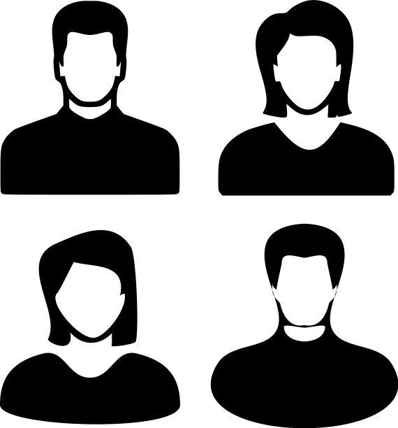 两名男女黑色头像头像套装图片下载