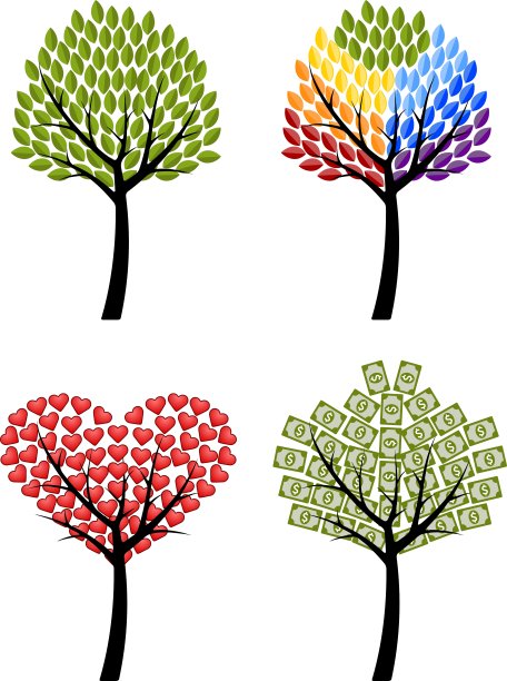 套树生态彩虹心金钱概念图片下载