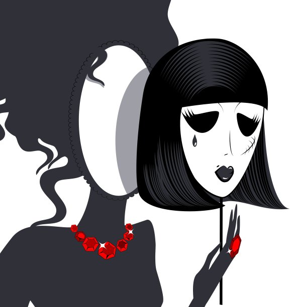 戴着黑白面具的女镜图片下载