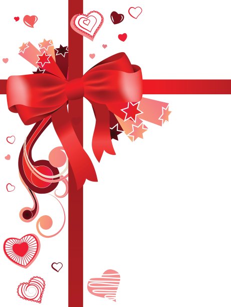 红色的心形蝴蝶结图片下载