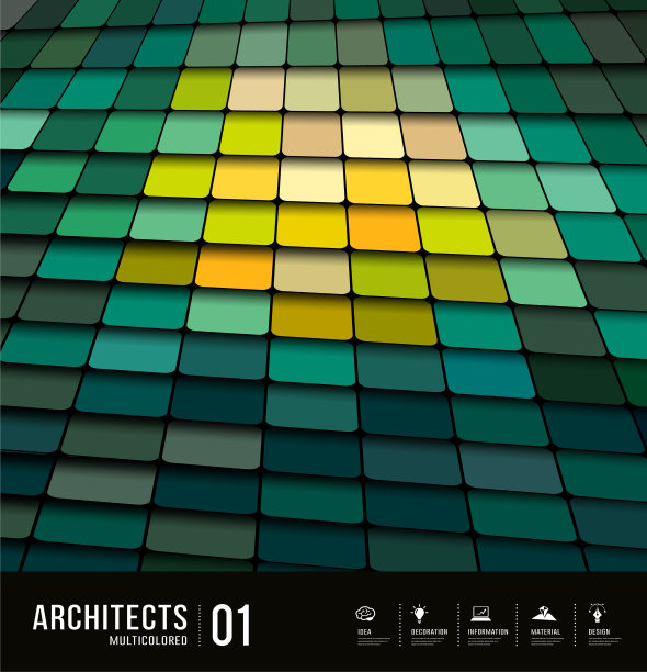 建筑师抽象了多种颜色的瓷砖材料图片下载