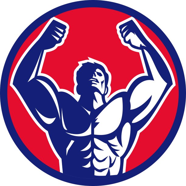 健身者展示肌肉圈复古图片下载