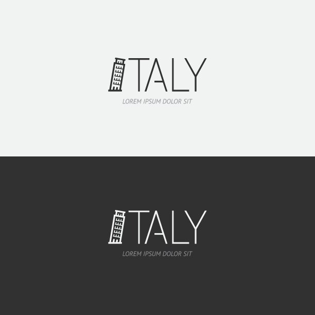 字母意大利设计概念与平面标志图片下载