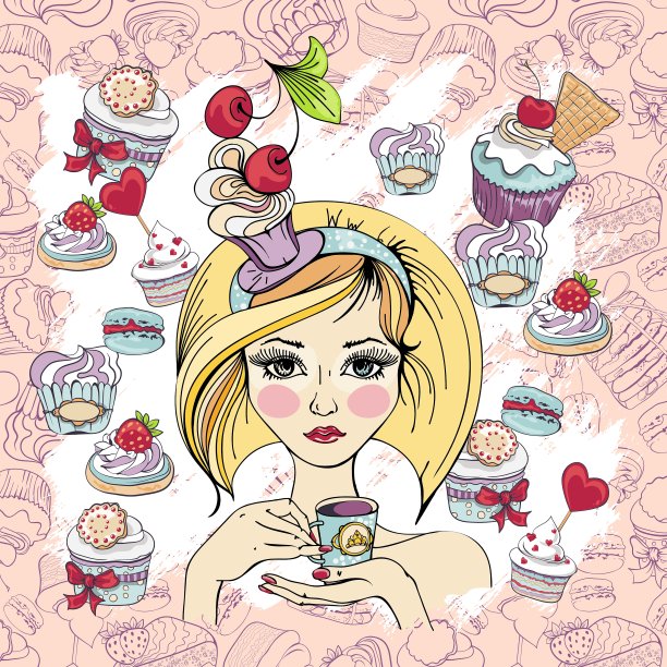 甜美的蛋糕派对背景图案图片下载