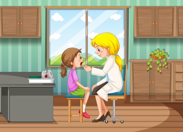 医生在诊所给女孩治疗图片下载