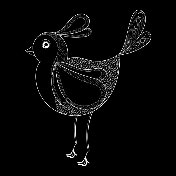 鸟的涂色页与鸟的缠结图片下载