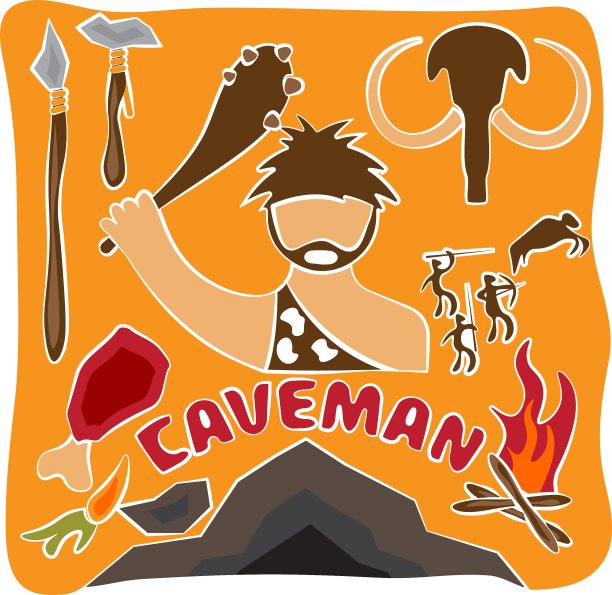 史前食物和穴居人主题海报图片下载