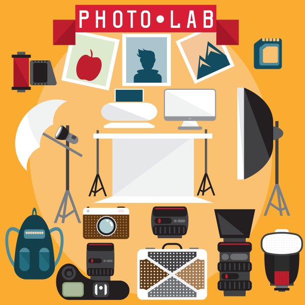 照片实验室平面设计元素集图片下载