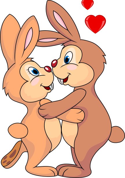 兔子夫妻接吻图片下载
