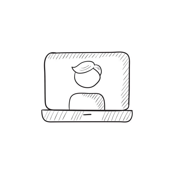 笔记本电脑与人的屏幕素描图标图片下载