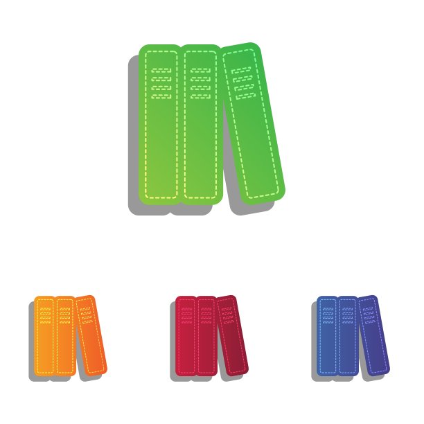 一排排的活页夹办公室文件夹图标彩色图片下载