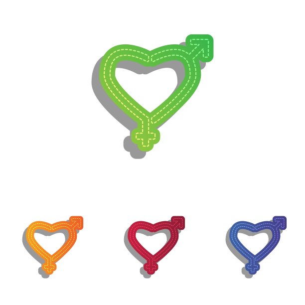 性别标志心形彩色贴花图片下载
