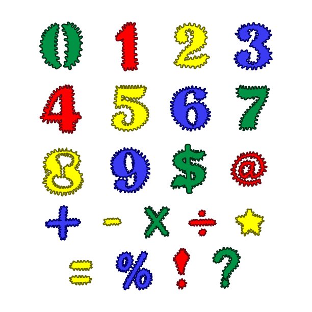 多刺的彩色符号和数字图片下载