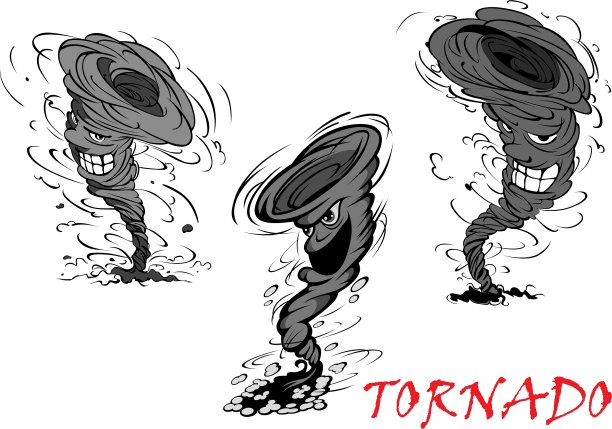 可恶的卡通龙卷风，飓风和雷暴图片下载
