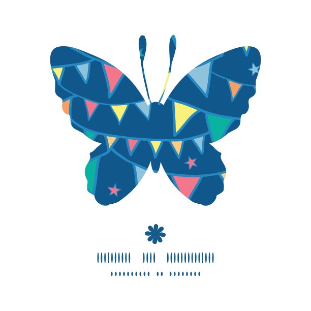 彩旗彩旗蝴蝶剪影图片下载