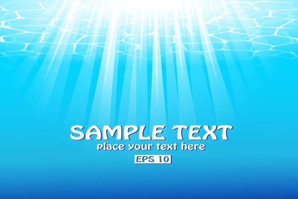 蓝色的水下背景与阳光图片下载