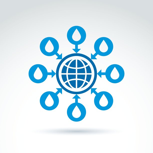 水系统概念符号蓝色地球箭头图片下载