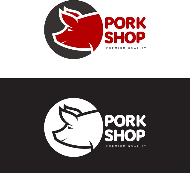 一组带有猪的标志图片下载