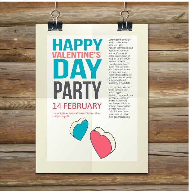 快乐情人节派对海报设计模板图片下载