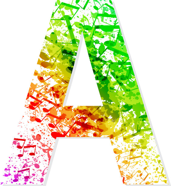 音乐主题邋遢字体字母A图片下载